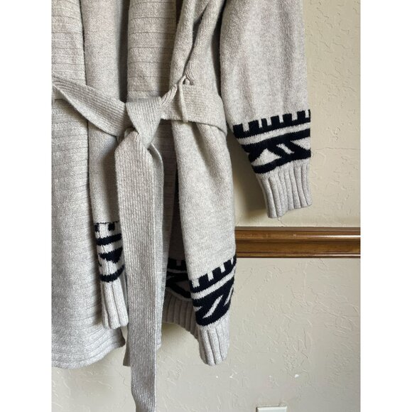 Old Navy 3X Cream Tan Black Tribal Western Southwestern Boho Tie Front Cardigan - Picture 6 of 7